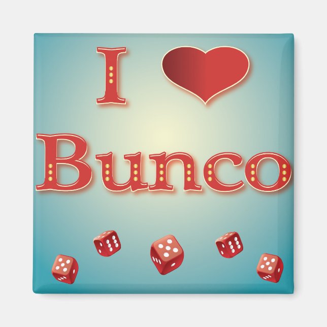I Kärlek Bunco in Red med rödspätta Magnet (Framsidan)