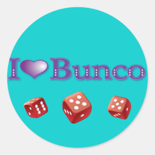I Kärlek Bunco med Red Dice Runt Klistermärke