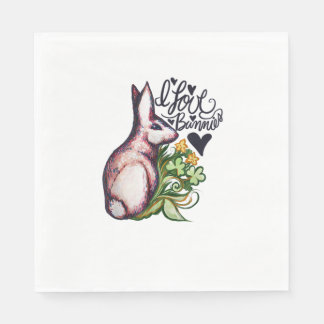 I kärlek Bunnies Roligt Bunny Rabbit-teckningar Pappersservett
