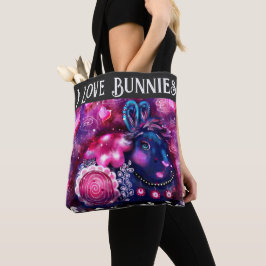 I Kärlek Bunnies Whimsical Bunny Painting Art Rosa Tygkasse