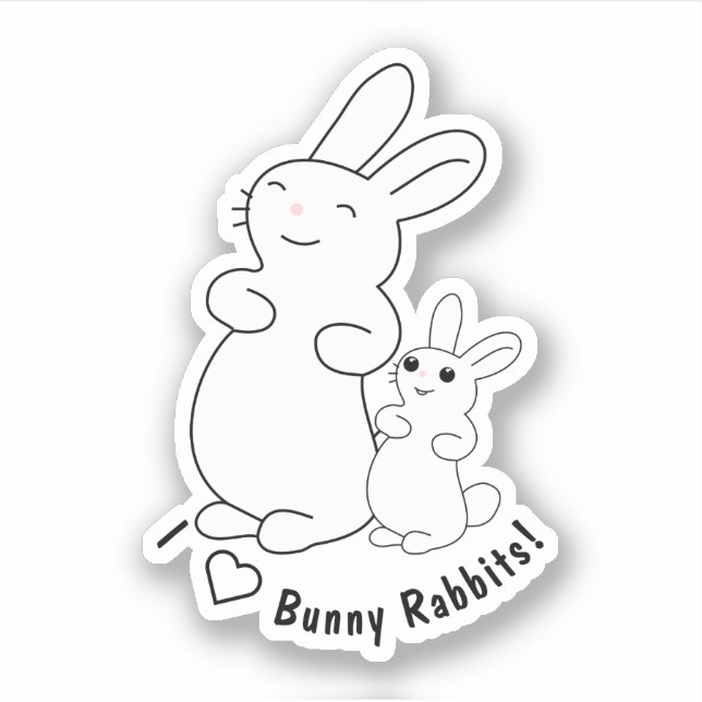 I Kärlek Bunny Rabbits Klistermärken (Framsida)