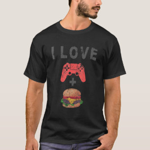 I Kärlek Burger and Gaming Retro Cheeseburger Game T Shirt