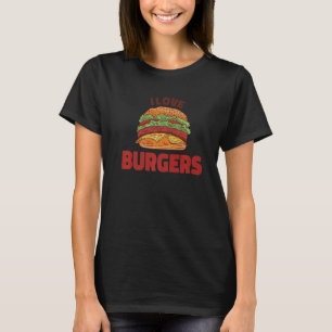 I Kärlek Burgers Hamburger Cheeseburger Burger Köt T Shirt