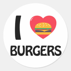I kärlek Burgers Runt Klistermärke