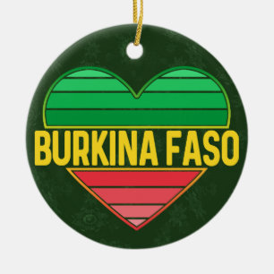I Kärlek Burkina Faso, Heart Burkinabè Julgransprydnad Keramik