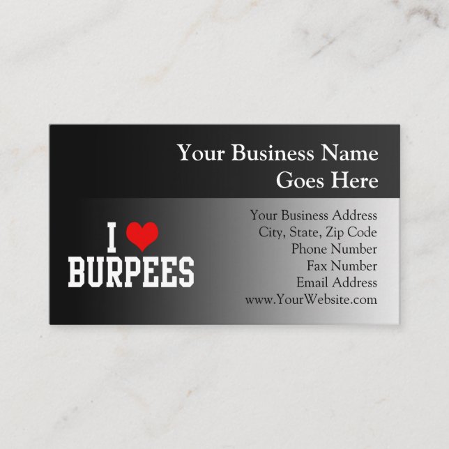 I Kärlek Burpees, Fitness Visitkort (Framsida)