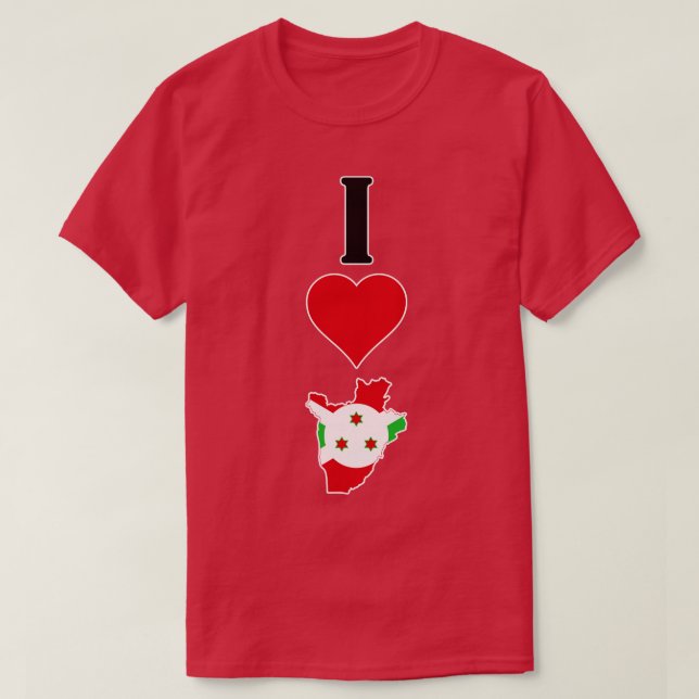I Kärlek Burundi Lodrät I Heart Land Flagga Karta T Shirt (Design framsida)