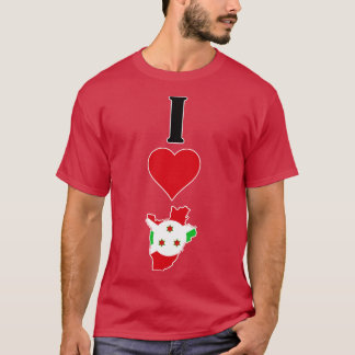 I Kärlek Burundi Lodrät I Heart Land Flagga Karta T Shirt
