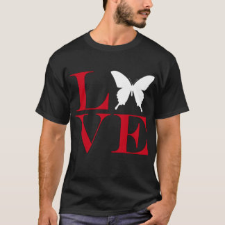 I Kärlek Butterflies - Mörk Färgad Tee