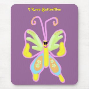 I Kärlek Butterflies Mousepad Musmatta