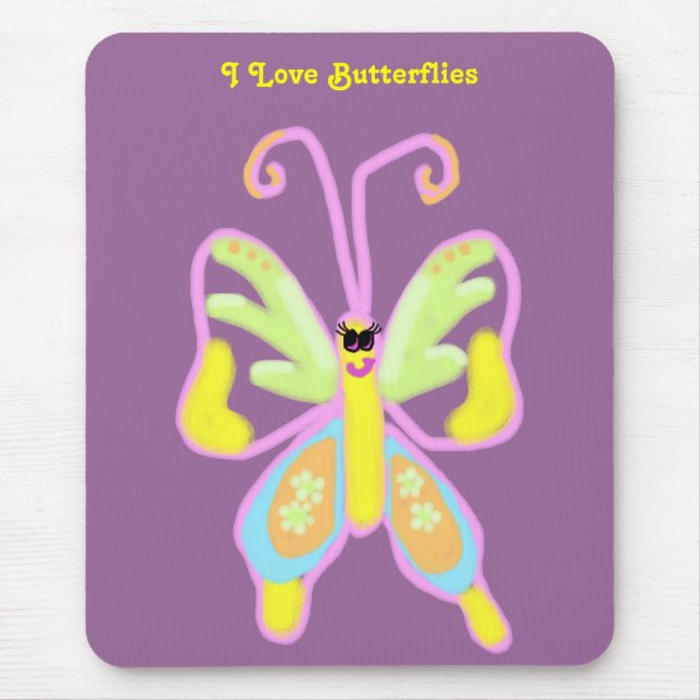 I Kärlek Butterflies Mousepad Musmatta (Framsidan)