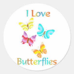 I Kärlek Butterflies Runt Klistermärke
