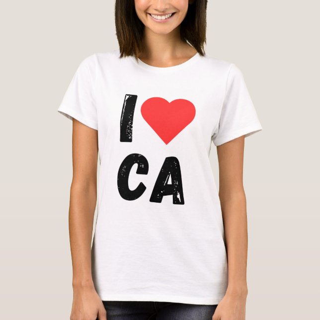 I Kärlek CA - California Heart Design T Shirt (Framsida)