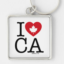 I KÄRLEK CA | I Kärlek Canada Personlig Keychain Fyrkantig Silverfärgad Nyckelring