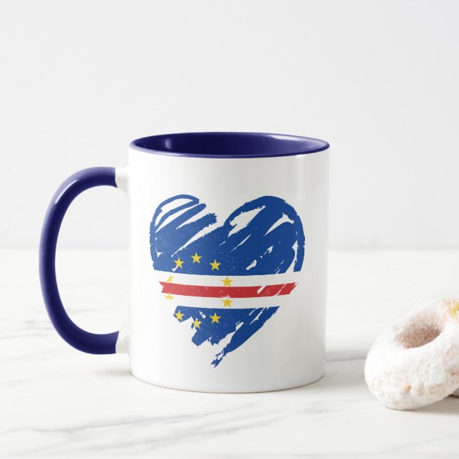I Kärlek Cabo Verde - Cabo Verdean Flagga Heart Mugg (Med munk)