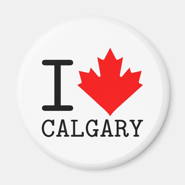 I Kärlek Calgary, Alberta Canada Maple Löv Magnet (Framsidan)
