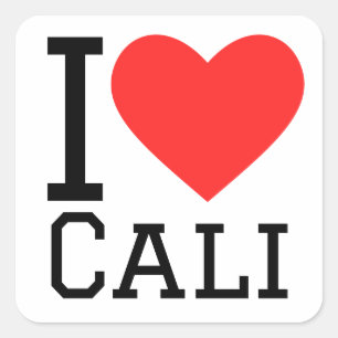 I kärlek cali fyrkantigt klistermärke