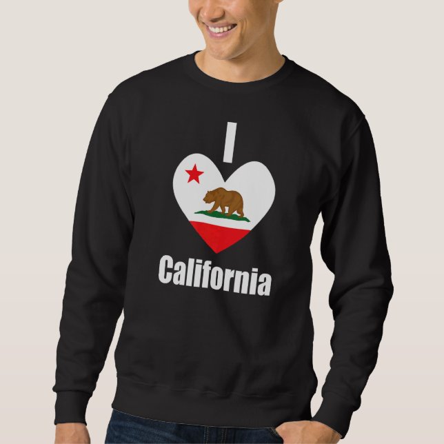 I Kärlek California Bear Heart Statlig flagga Lång Ärmad Tröja (Framsida)