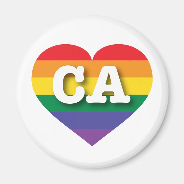 I Kärlek California Rainbow Heart Magnet (Framsidan)