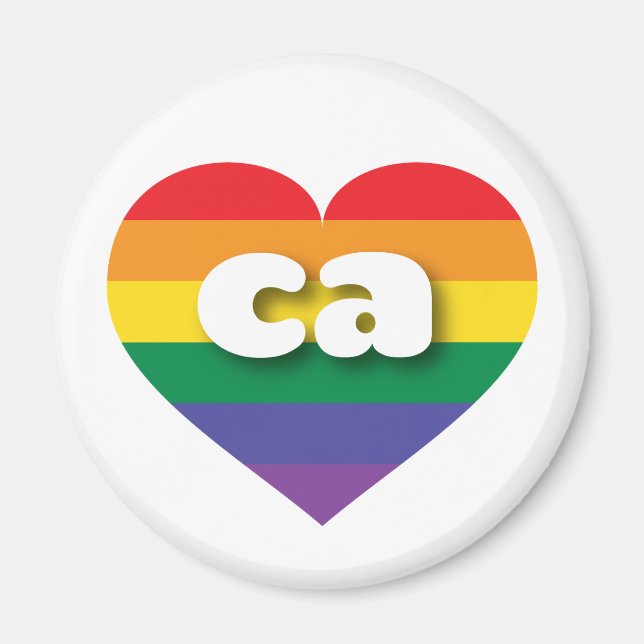 I Kärlek California Rainbow Heart Magnet (Framsidan)