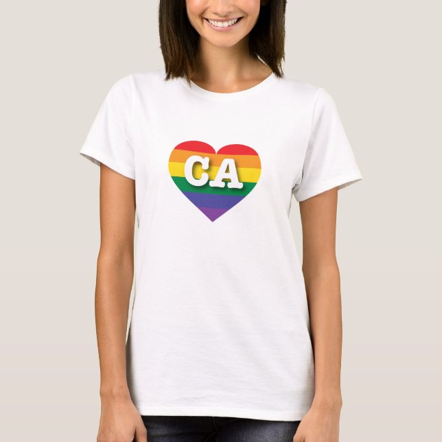 I Kärlek California Rainbow Heart T-shirt (Framsida)