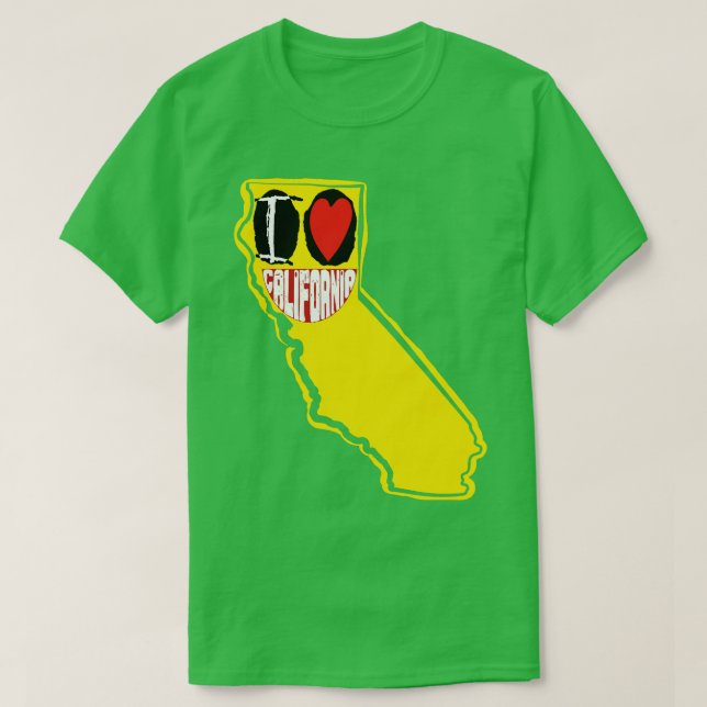 I Kärlek California Smiling Lycklig Ansikte T Shirt (Design framsida)