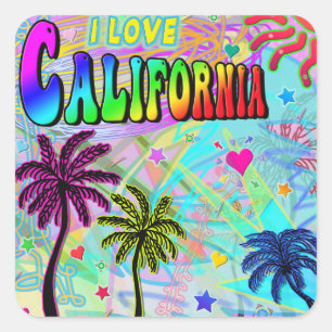 I KÄRLEK California Vivid Romantik Sticker Fyrkantigt Klistermärke