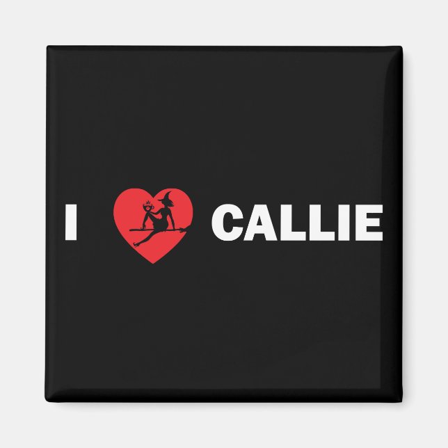 I Kärlek Callie Square Magnet (Mörk) (Framsidan)