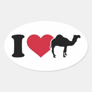 I Kärlek Camels Ovalt Klistermärke