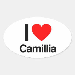 i kärlek camillia ovalt klistermärke