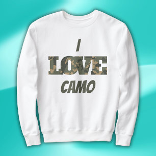 I Kärlek Camouflage Grönt Brown Lång Ärmad Tröja