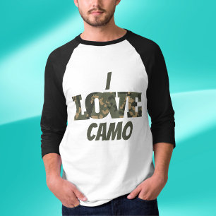 I Kärlek Camouflage Grönt Brown   T Shirt