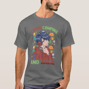I Kärlek Camping and Anime - Cute Kawaii - Manga O T Shirt