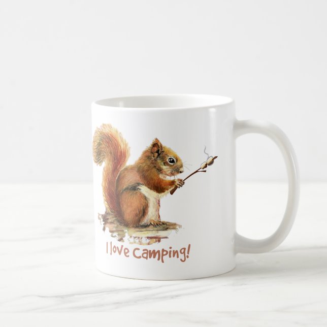 I kärlek CAMPING Roligt Squirrel Cute Animal Quote Kaffemugg (Höger)