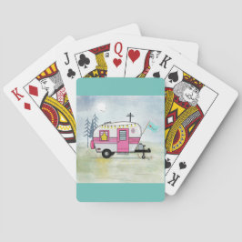 I Kärlek Camping Rosa Trailer-uppspelningskort Casinokort