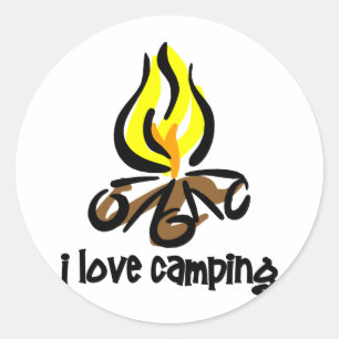 i kärlek camping runt klistermärke
