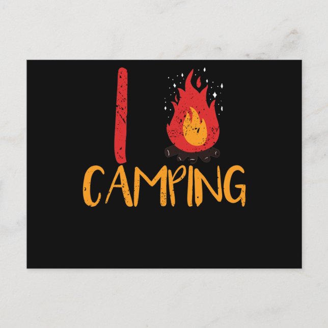 I Kärlek Camping Trekking Campfire Burning Heat Vykort (Framsida)