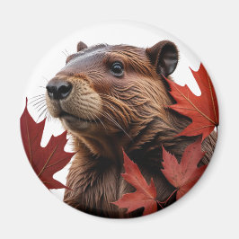 I Kärlek Canada - Canadian Beaver med Löv Magnet