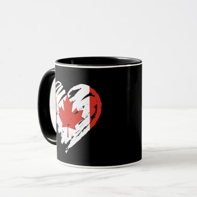 I Kärlek Canada - Canadian Flagga Heart Mugg (Framsida vänster)