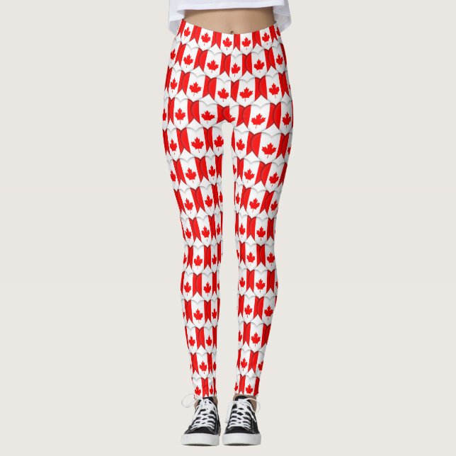 I Kärlek Canada Canadian Flagga Maple Löv Hearts C Leggings (Framsida)