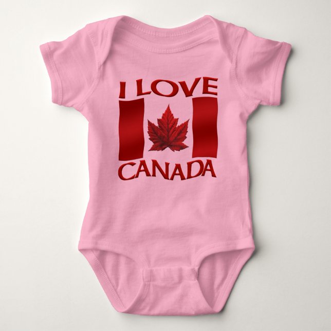 I Kärlek Canada Creeper Baby Kanada One-Biet Shirt Tee (Framsida)