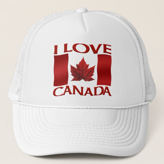 I Kärlek Canada Flagga Truckerkeps Canada Souvenir (Framsida)