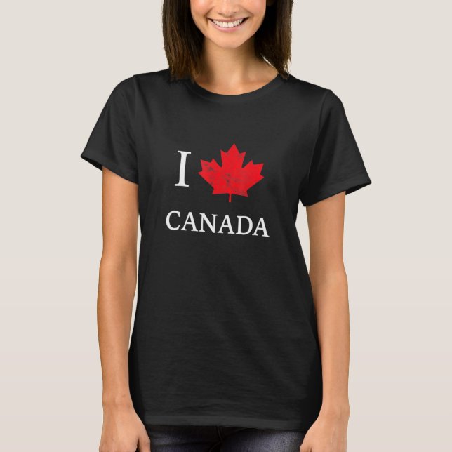 I Kärlek Canada Maple Löv Heart Canada Day Tee (Framsida)