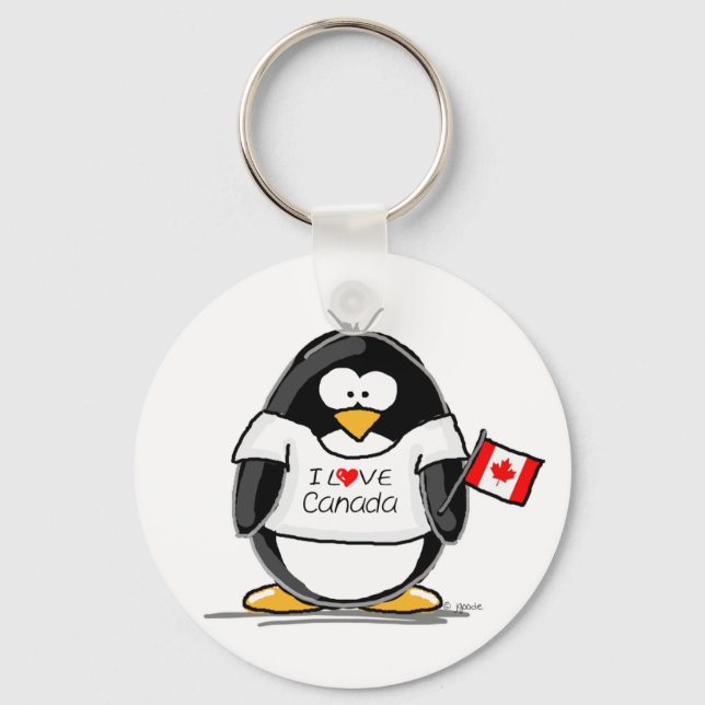 I Kärlek Canada Penguin Nyckelring (Framsida)
