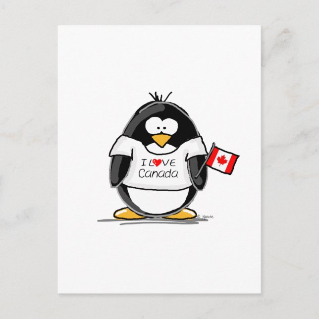 I Kärlek Canada Penguin Vykort (Framsida)