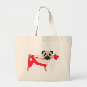 I Kärlek Canada Pug Jumbo Tygkasse