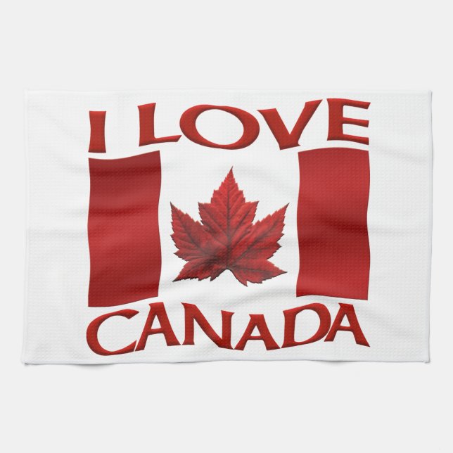 I Kärlek Canada Souvenir Towel Canada Tea Towel Gi Kökshandduk (Horisontell)