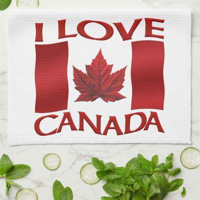 I Kärlek Canada Souvenir Towel Canada Tea Towel Gi Kökshandduk (Vikta)