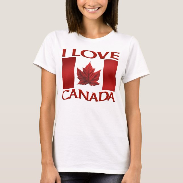 I Kärlek Canada T-shirt Women's Plus Storlek Flagg (Framsida)