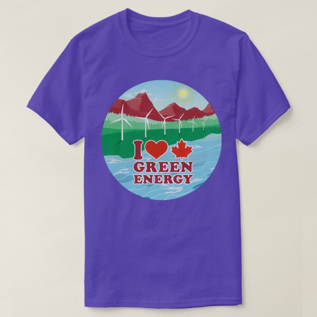 I Kärlek Canadian Grönt Energy T Shirt (Design framsida)